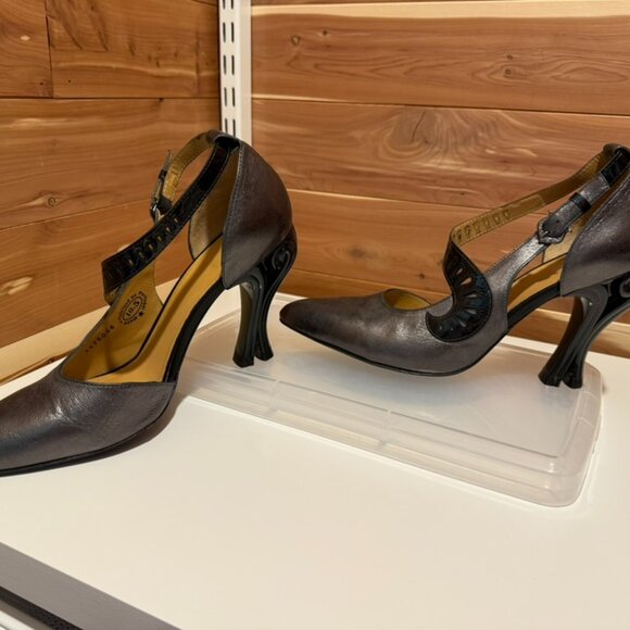 Silver (Dark Grey) Celestial Communication Andromeda, Elegant Ankle Strap Heel. - Picture 2 of 7